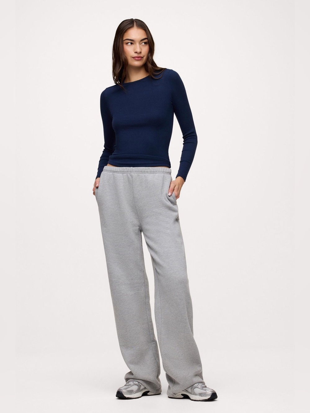 Nuuds Relaxed Wide-Leg Track Pants in Light Gray